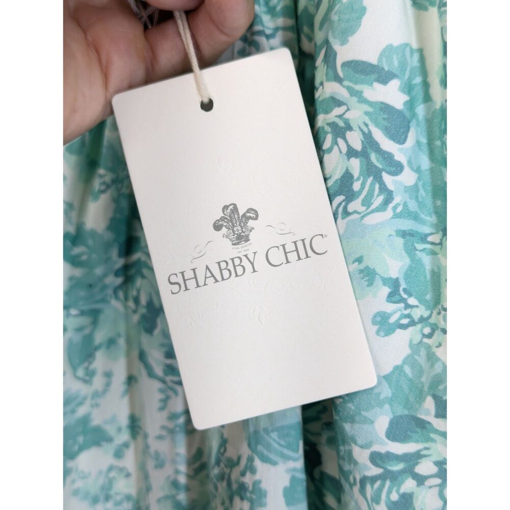 NWT White Green Floral Cottage Coquette Boutique Dress Sz M Puff Sleeve Bow - Picture 5 of 12
